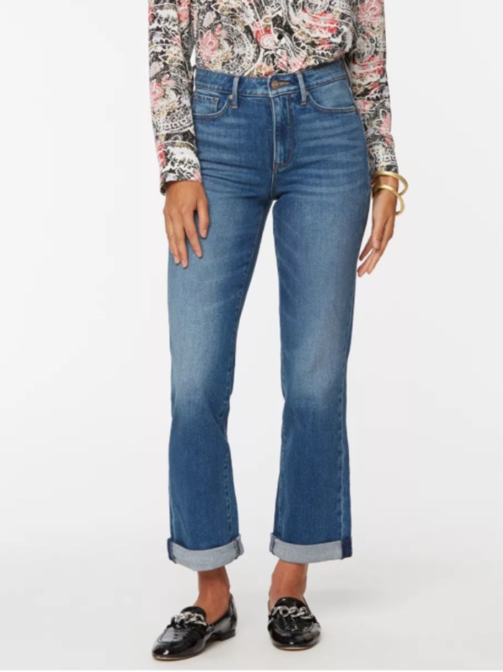 NYDJ Relaxed Straight Leg Jeans High Rise Lift Tuck Medium Wash Size 14 x 31